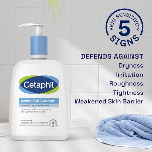 Cetaphil Gentle Skin Cleanser, 473ml, Face & Body Wash, For Normal To Dry Sensitive Skin, With Niacinamide & Glycerin, Soap Free