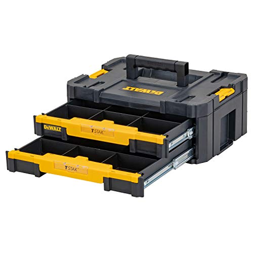 = DEWALT DWST1-70706 T-Stak IV Tool Storage Box | 2-Shallow Drawers | Yellow/Black | 7.01 cm*16.77 cm*12.28 cm -