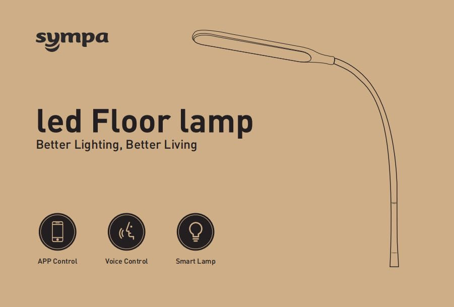 - Sympa LED Floor Lamp | Dimmable Standing Tall Pole Light | 4 Color Temperatures, 4 Brightness Levels | Touch Control | Black -