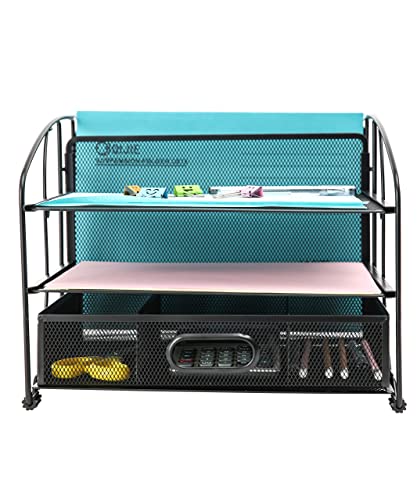 - EXERZ Mesh Desk Organiser Office Supplies | 3 Trays/Desktop File Holder -