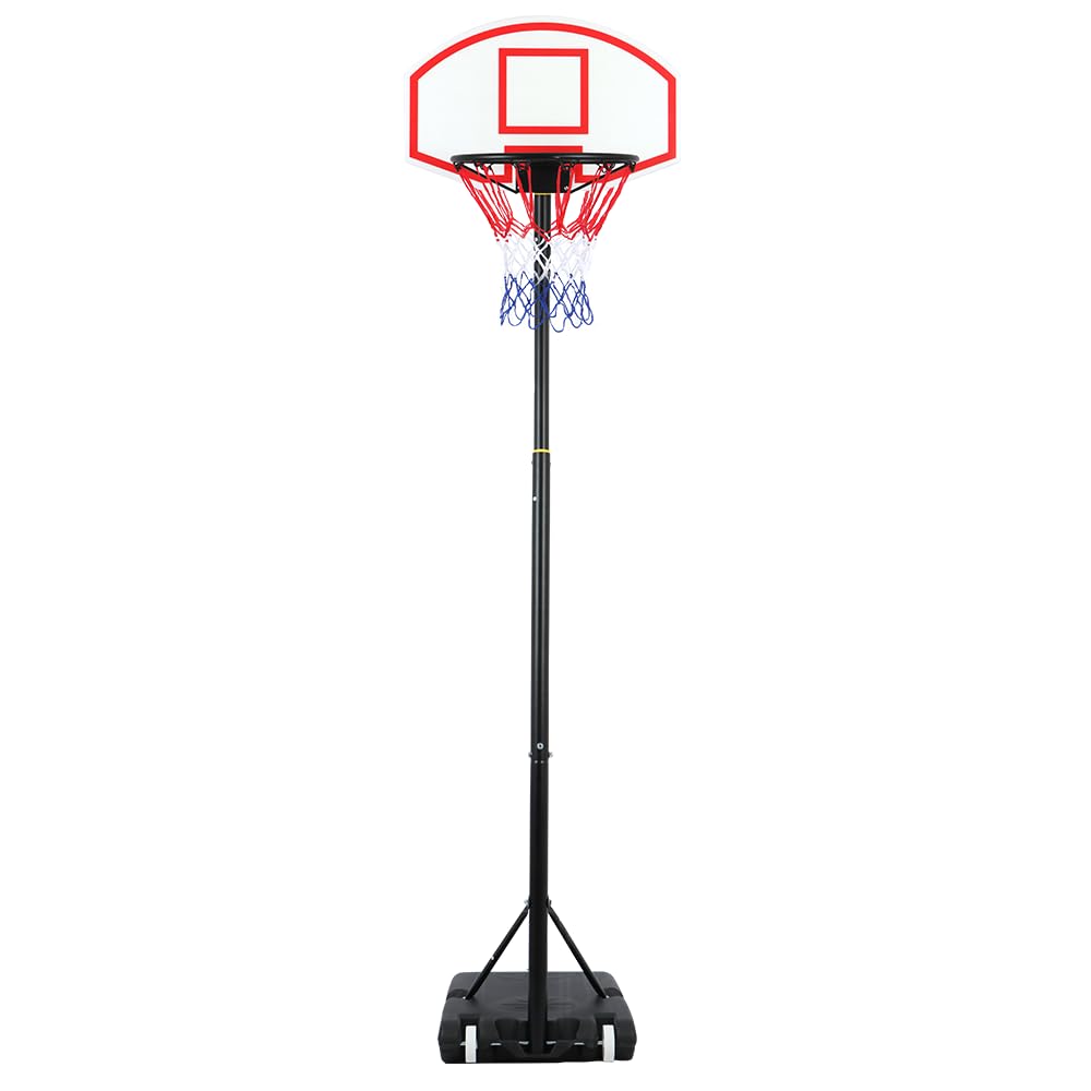 Adjustablae Basketball Hoop and Stand for Kids, Portable Basketball Set 4.9-6.9FT Adjustable Height, Basketball Hoop Net for Teenager Adults, Kids