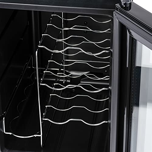 Barcool VINO12 – Table-Top Wine Fridge Black | 5-18°C | Wine Cooler | LED + Digital Display | Glass Door Drinks Cellar | Single-Zone