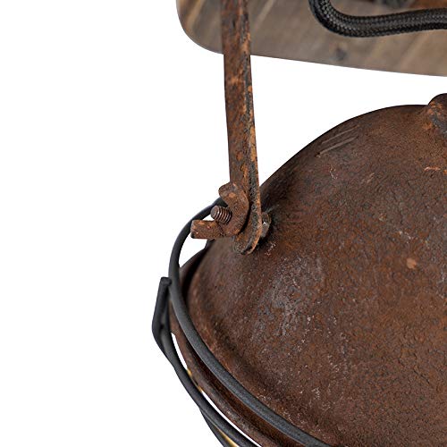 - Qazqa | Industrial Spotlight Ceiling | Rust Brown with Wood | Tiltable -