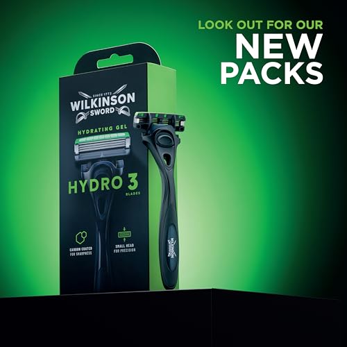 - WILKINSON SWORD - Hydro 3 Skin Protection For Men | Hydrating Gel | Razor Handle + 9 Blade Refills