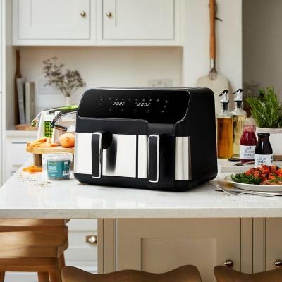 - Lakeland Dual Basket Air Fryer 8L  | 5L & 3L Independent Non-Stick Cooking Baskets -