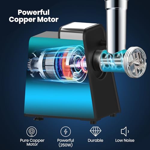 - Parmedu Electric Compact Meat Grinder for Home Use | Meat Mincer with 3 Plates -