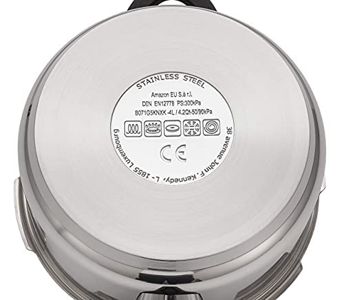 Amazon Basics Stainless Steel Pressure Cooker, 4 Litre, Silver