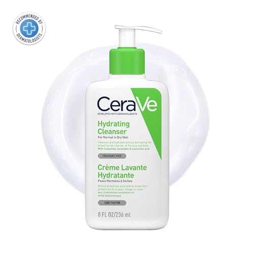 CeraVe Hydrating Cleanser for Normal to Dry Skin 236 ml with Hyaluronic Acid and 3 Essential Ceramides