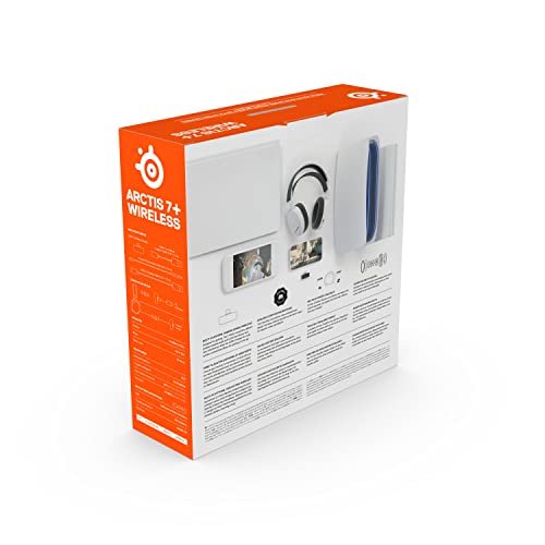 - SteelSeries Arctis 7+ Wireless Gaming Headset | Lossless 2.4 GHz | Sonar 7.1 Virtual Surround Sound | 30 Hour Battery Life | PC, PS5, PS4, Mac, Android and Switch | White -