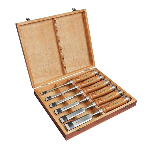 - EZARC 6pc Wood Chisel Set for Woodworking | CRV Steel with Ash Wood Handle -