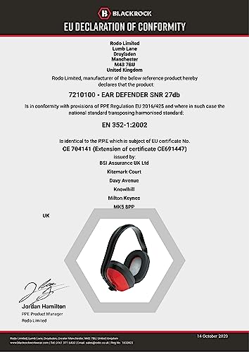 Blackrock Ear Defenders Adults Kids, Ear Protectors, SNR 27db, Noise Cancelling, Ear Protection, Headphones, Hearing Protection, For Work, Sleeping, Safety Earmuffs, Construction - Certified to EN352