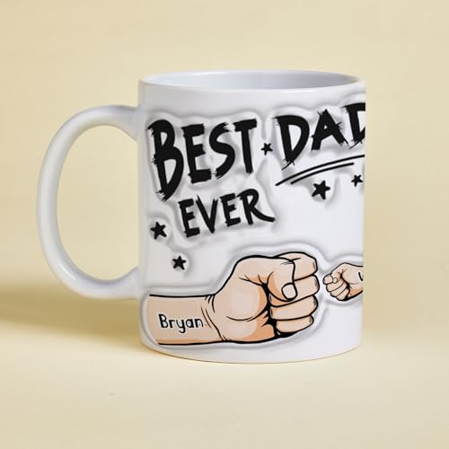 - VEELU Personalised Dad Mug with Kids Names, Custom Father's Day -
