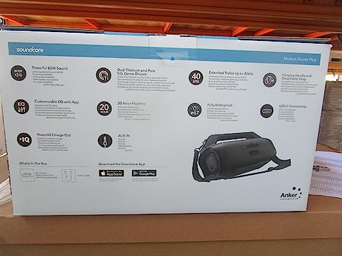 - Soundcore Anker Motion Boom Plus Bluetooth Speaker | Portable Speaker | 80W Booming Sound | IP67 Waterproof and Dustproof -