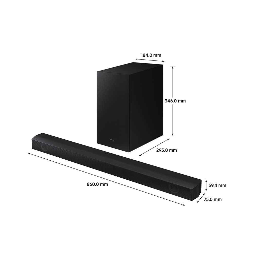 - Samsung B530 Soundbar Speaker | 2.1ch Surround Sound Audio With 5 Speakers |  Wireless Subwoofer -