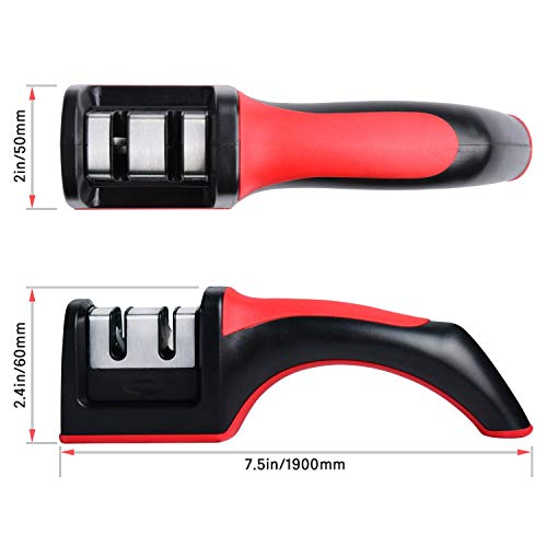- Wellehomi Knife Sharpener, Premium Two Stages Manual Sharpener