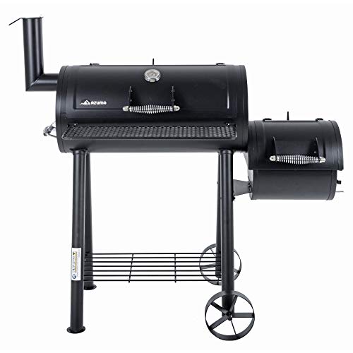Azuma Bandit Barrel BBQ Charcoal Grill Wood Smoker Firebox Black Steel Portable Barbecue