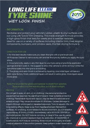 - Jovs Tyre Shine Clear | 5 Litre | Premier Wet Look Tire Dressing Gel for Cars -