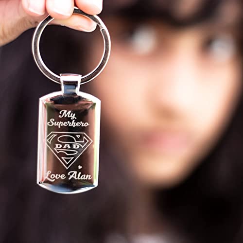 - Eliphs Father's Day Personalized Photo Keyring | Super Man Dad Edition -