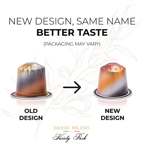 - Grano Milano Variety Pack with Decaf 50 Aluminium Coffee Pods | Compatible with Nespresso Original line  | Medium & Dark Roast Coffee Capsules Made in Italy -