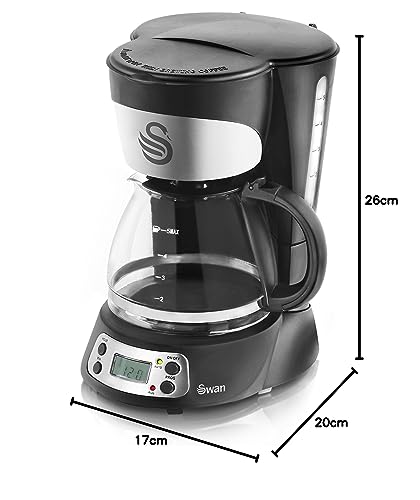 - Swan Programmable Coffee Maker | Keep Warm Function | LCD Timer | 750ml | 700W | Black -