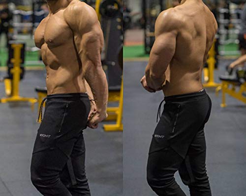 - Larrok Mens Jogger Trousers | Zip Running Pants | Casual Gym Fitness Bottoms -