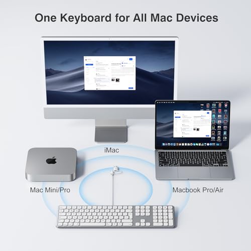 - TECURS Mac Keyboard Backlit |Quiet Slim USB Wired Computer Keyboard -