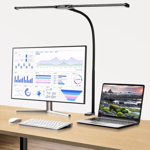 - Woputne LED Desk lamp with Clamp, Super Wide & Bright, 3 Color Modes X 10 Brightness