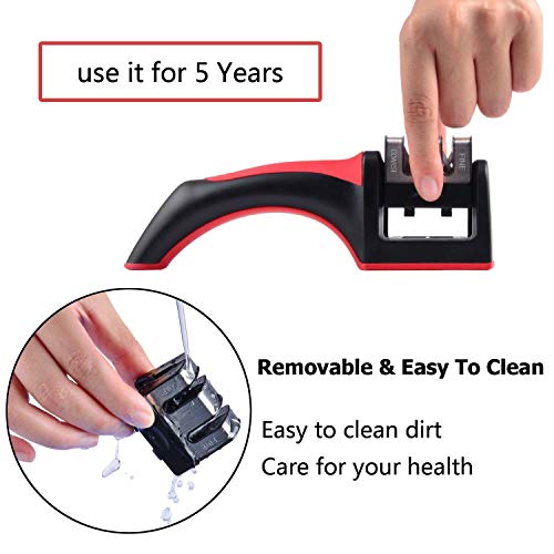 - Wellehomi Knife Sharpener, Premium Two Stages Manual Sharpener