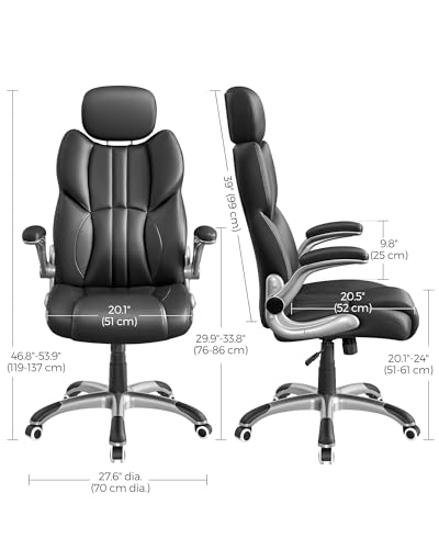 - SONGMICS Office Chair | Ergonomic Gaming Chair With Adjustable Headrest | Tilt Function | Foldable Armrests | Adjustable Height | Ink Black OBG65BKUK -