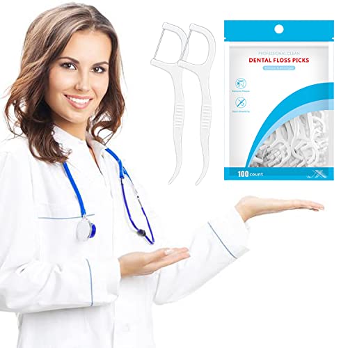 - Kafeiya 100pcs Floss Picks | Dental Floss Picks | Disposable Portable Floss Sticks -
