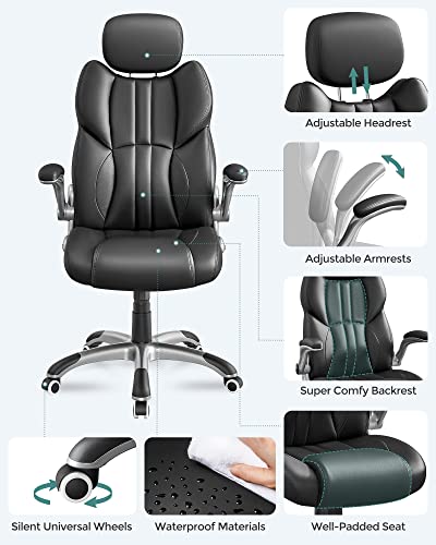 - SONGMICS Office Chair | Ergonomic Gaming Chair With Adjustable Headrest | Tilt Function | Foldable Armrests | Adjustable Height | Ink Black OBG65BKUK -