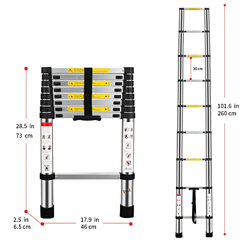 - Multibao 8.5Ft 2.6M Telescopic Ladders | Telescoping Extendable Aluminium Folding -
