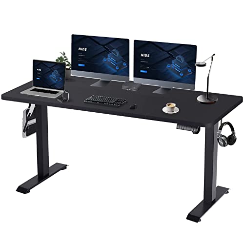 Devoko Electric Standing Desk 160x80cm with USB Charging Height Adjustable Desk with Desktop Sit Stand Up Desk Heavy Duty Steel 3 Memory Smart Pannel(Black)