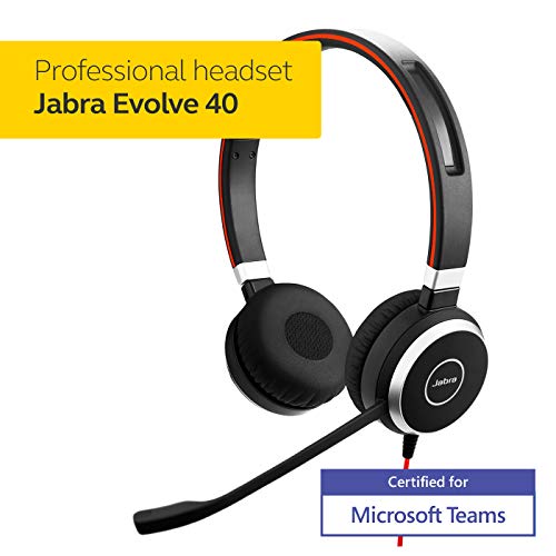 - Jabra Evolve 40 MS Stereo Headset | Microsoft Certified Headphones for VoIP Softphone | Passive Noise Cancellation -