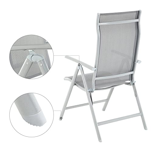 - SONGMICS Set of 2 Folding Garden Chairs | Outdoor Chairs | Max. Capacity 150 kg per Chair | Grey -