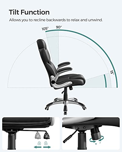 - SONGMICS Office Chair | Ergonomic Gaming Chair With Adjustable Headrest | Tilt Function | Foldable Armrests | Adjustable Height | Ink Black OBG65BKUK -