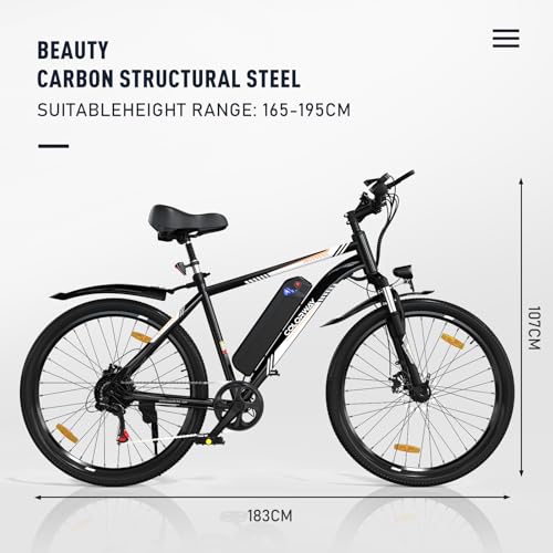 COLORWAY Electric Bike for Adults, 26" Mountain Bike, Electric Bicycle Commute E-bike with 36V 15Ah Removable Battery, LCD Display, Dual Disk Brake,Range up to 45-100km.