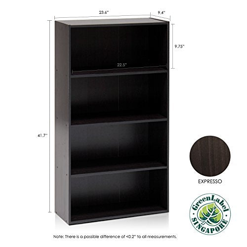 - Furinno 4-Tier Bookcases | Display Shelves | Wood | Steam Beech -