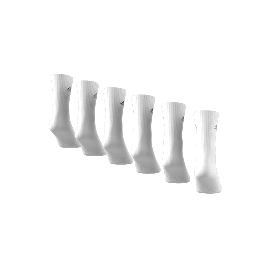 adidas Unisex Cushioned Sportswear Crew Socks 6 Pairs Crew Socks, White / Black, 13-14.5
