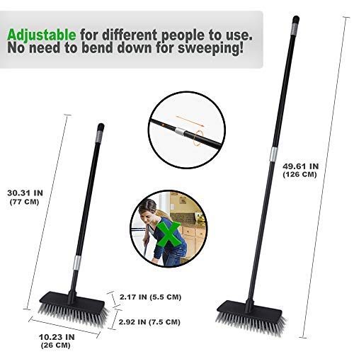 - Floor Scrubbing Brush Stiff Bristles with 49.6 inches Telescopic Long Handle | Yard Brush Concrete Broom -