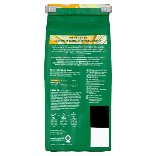 - STARBUCKS | Blonde Espresso Roast | Blonde Roast | Whole Bean Coffee 450g (Pack of 4) -