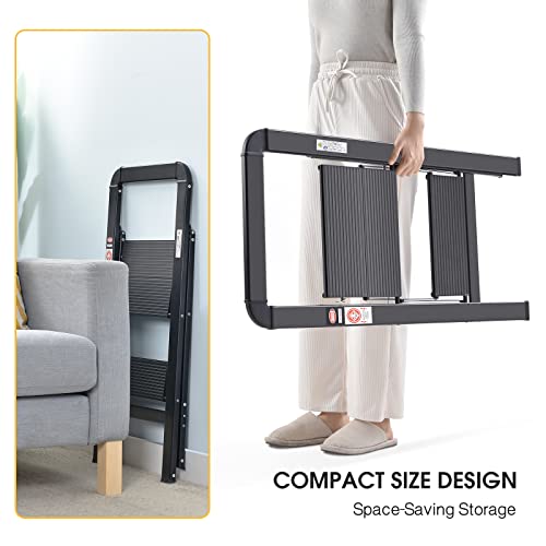 - KINGRACK 2 Step Ladder With Handrail | Non-Slip Household Ladder With Folding Safety -