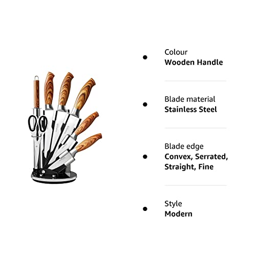 - Sharp Kitchen Knife Set | Rotating 7 Pcs Stainless Steel Knife Block | 360 Degree Rotating Acrylic Stand –