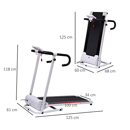 - HOMCOM 1.25HP Motorised Electric Treadmill | 10km/h Folding Running Machine | Gym Fitness Exercise with LCD Monitor -
