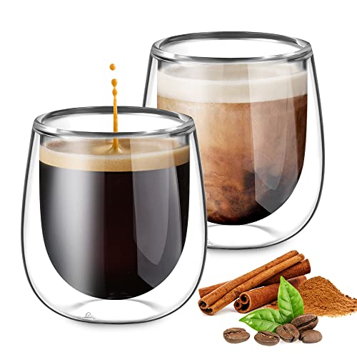 - Glastal Double Walled Espresso Coffee Glass | Glasses for Tea Dessert 100ml (4oz) Set of 2 -