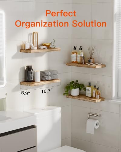 - Pipishell Floating Shelves |  40cm Shelves for wall | Paulownia Wood Wall Shelves -