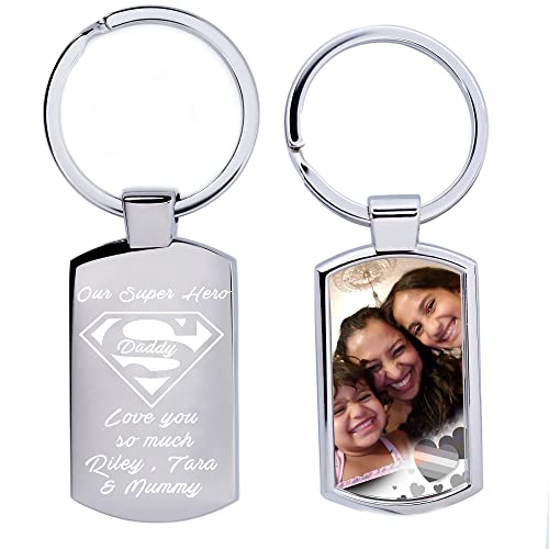 - Eliphs Father's Day Personalized Photo Keyring | Super Man Dad Edition -