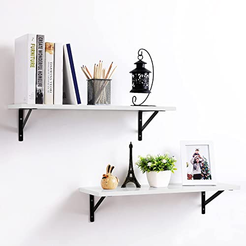 - SONGMICS Floating Shelves | Set of 2 Wall Shelves | 60 x 21 x 14 cm | Wooden Shelves with High Gloss Finish | White LWS02WB -