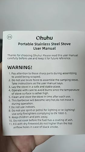 Camping Stove, Ohuhu Rocket Stove Camping Stainless Steel Lightweight Stove Wood Alcohol Stove Portable Outdoor Cooking Picnic BBQ Hiking with Mesh Bag