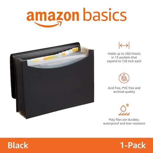 Amazon Basics Expanding File, A4 Size - Black